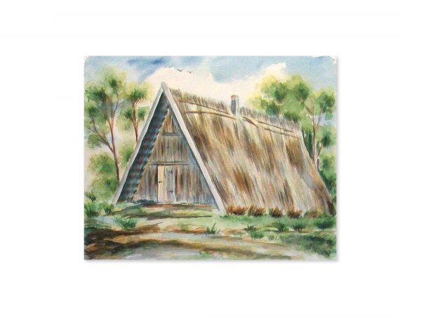 020 Fischerhütte bei Rowe, Garder See. 1930 Aquarell 35x28 cm