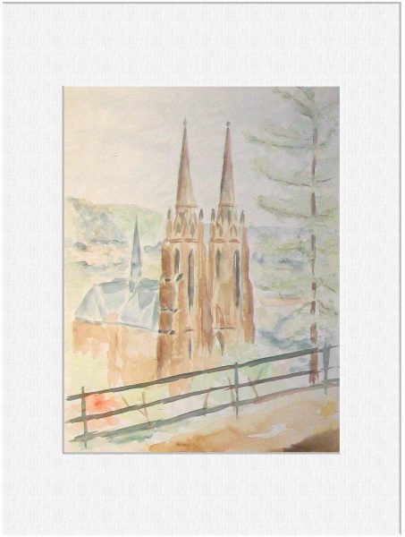 082 Marburg Elisabethkirche. 18. 5. 1956 Aquarell 40x30 cm