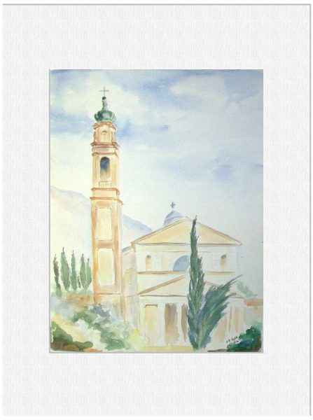 092 Gargnano. Garda See, Italien. 2. 8. 1957 Aquarell 37x49 cm