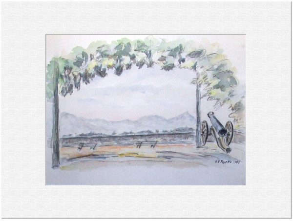 145 Blick auf das Siebengebirge, Bonn. 1962 Aquarell 40x30 cm