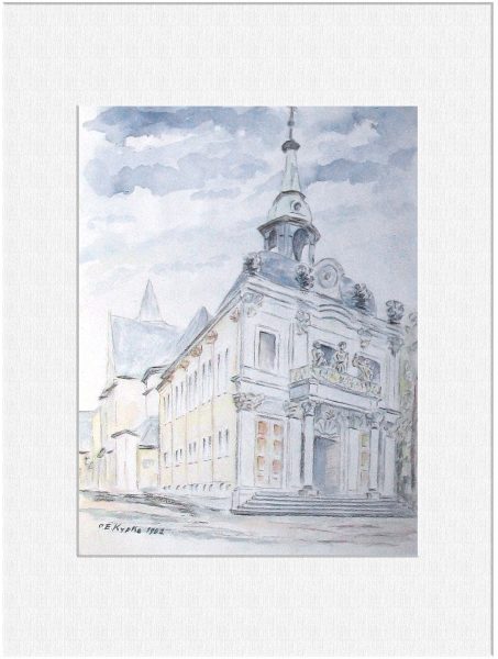 147 Kreuzbergkirche, Bonn Venusberg. 1962 Aquarell 30x40 cm