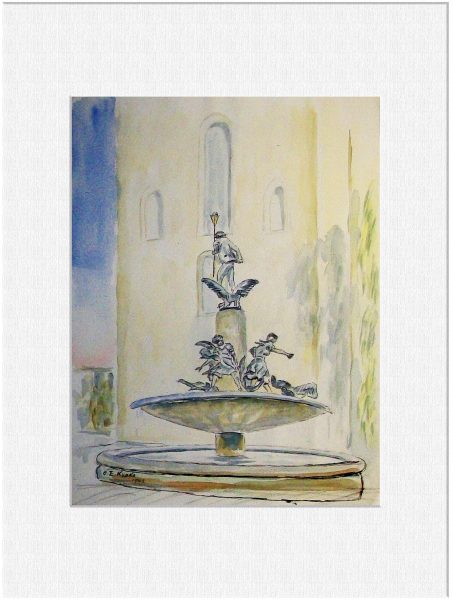 151 Martinsbrunnen Bonn. 1962 Aquarell 30x40 cm